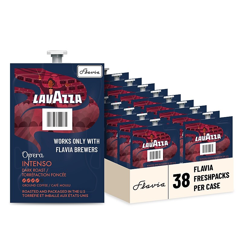 Lavazza Intenso Coffee Flavia Freshpacks, Dark Roast, 38/Carton (48727) image 1