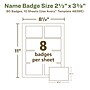 Avery EcoFriendly Sticker Name Tags/Labels, 2 1/3" x 3 3/8", White, 10 Sheets/Pack, 80 Labels/Pack (48395)~#|#~A1EDE5BA-A09F-440B-88496188C668887C_sc7