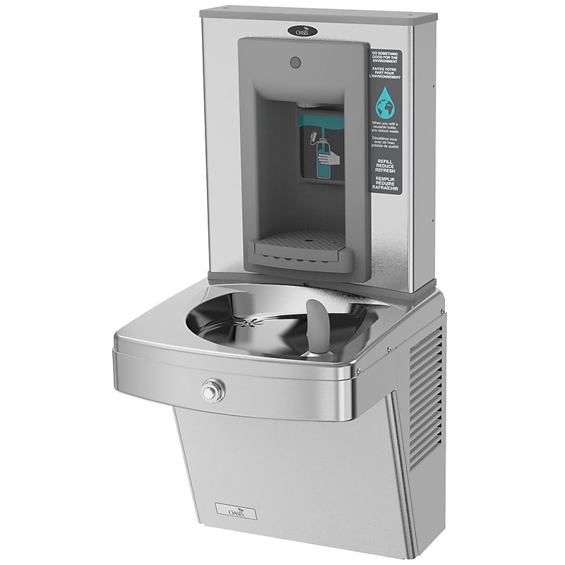 Oasis Vandal Resistant Single Drinking Fountain, Stainless Steel, Refrigerated 8 GPH, with Mechanical Bottle Filler (506460) image 1