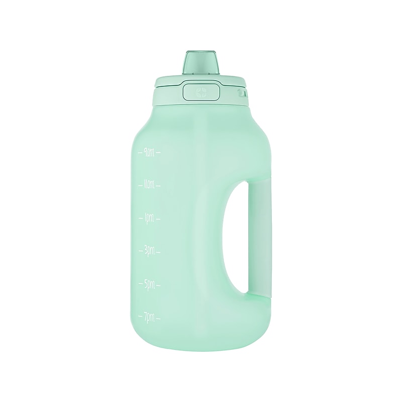 ello Hydra Time Markers Plastic Water Bottle with Straw, 64 oz., Yucca (299-0826-025-2) image 1