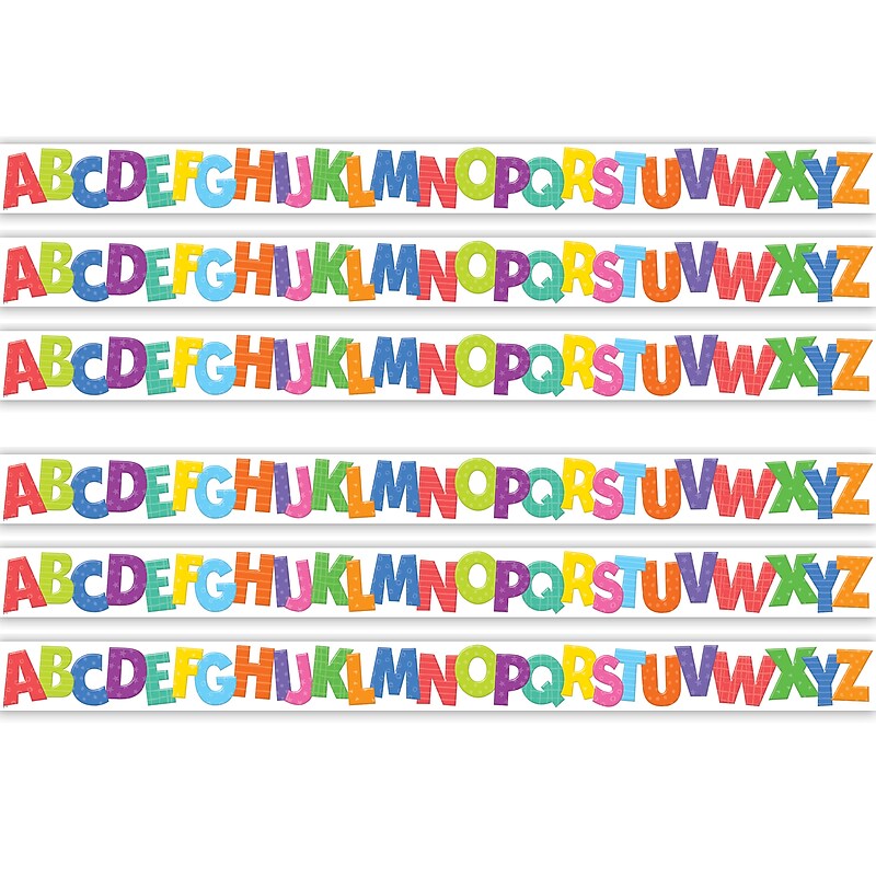 Teacher Created Resources Die-Cut Border Trim, 2.75" x 2.92', Colorful Alphabet, 12/Pack, 6 Packs/Bundle (TCR6916-6) image 1