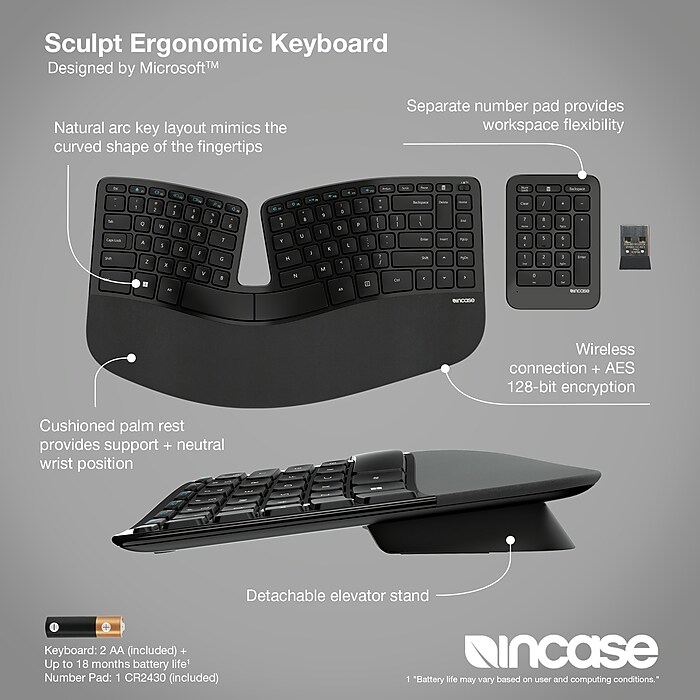 Incase Designed by Microsoft Sculpt Ergonomic Keyboard, Black (5KV