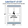 Avery Laser/Inkjet Rectangle Multipurpose Labels, 4" x 3-1/3", White, 40/Pack (S00-DNF)~#|#~A20F4307-3466-4087-8371215453FA75A0_sc7