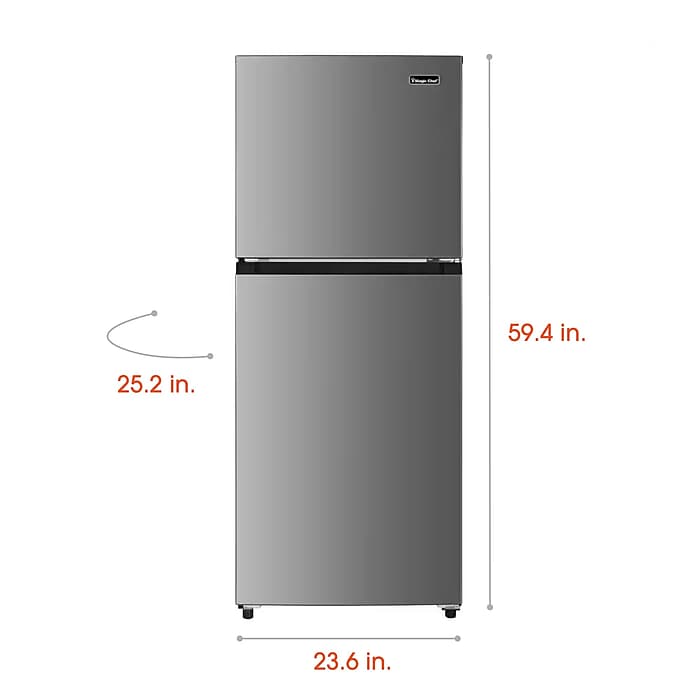 Magic Chef Refrigerator w/Freezer, 10.1 Cu. Ft., Platinum Steel