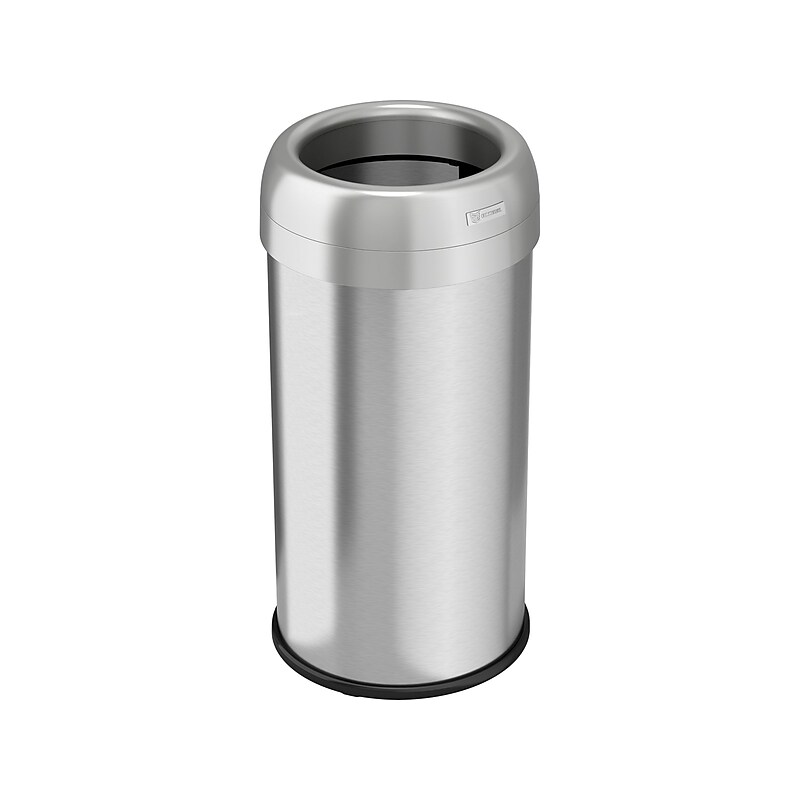 HLS Commercial Stainless Steel Trash Can with Open Lid, 16-Gallon, Silver (HLS16STR) image 1