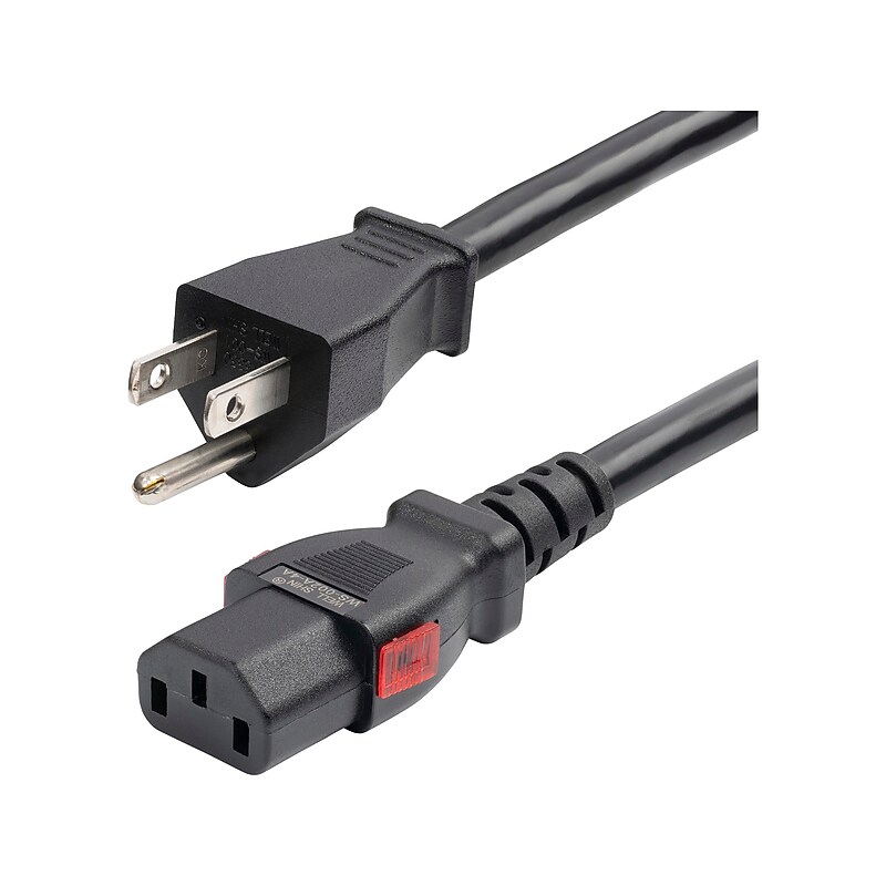 StarTech 12' NEMA 5-15P to Locking C13 Power Cable, Male to Female, Black (27LC-4B00-POWER-CORD) image 1
