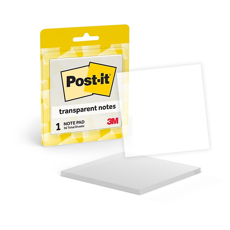 Post-it Sticky Notes, 2.8" x 2.8", Transparent, 36 Sheets/Pad (600-TRSPT) image 1