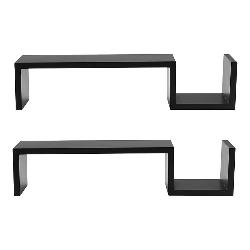V-Light Wall-Mounted Shelf, 21.5", Black, 2/Pack (VW161008B) image 1