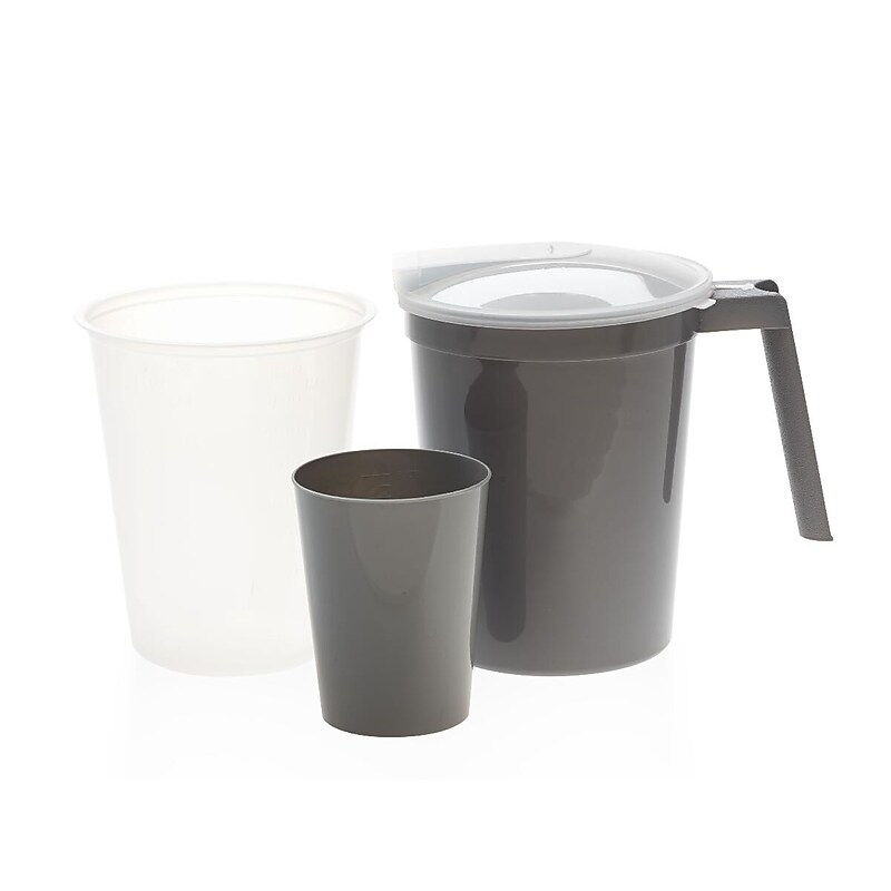 Medline Carafe Kits with Plastic Liner and Tumbler, Latex, Graphite, 40/Pack (DYK100CMPLT) image 1