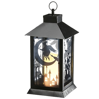 National Tree Company 16" Black Halloween Haunted House Lantern - Thumbnail 3