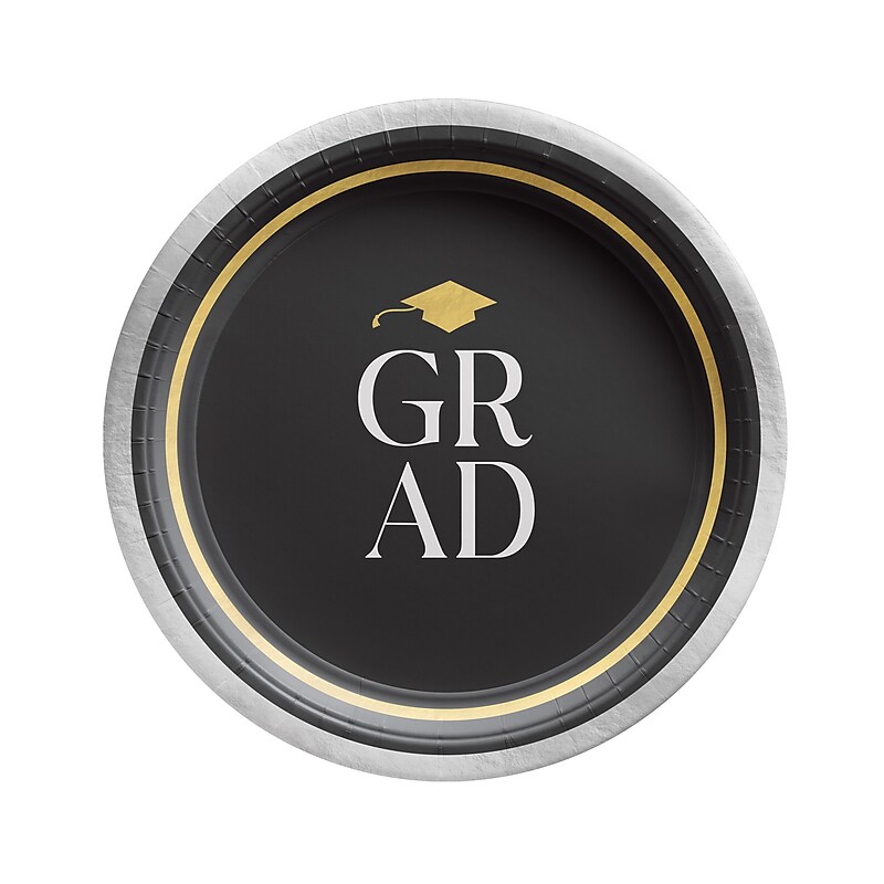 Party City Classic Graduation 7" Paper Plates, Multicolored, 8 Plates/Pack (AM54010020-PC) image 1