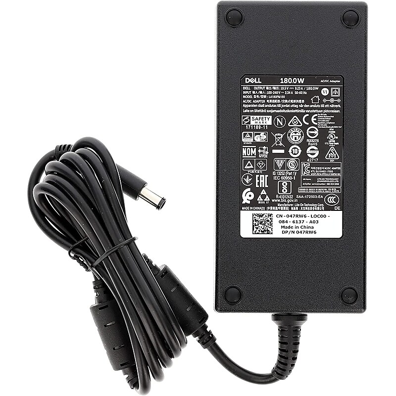 Dell 180W AC Adapter for Dell Laptop, Black (MHP9C) image 1