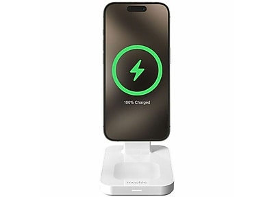 mophie - Universal 3-in-1 Charge Stand with Qi2 - White - Thumbnail 5