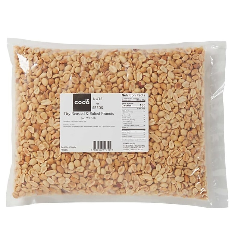 Mountain Manufacturing Dry-Roasted & Salted Peanuts, 80 oz., 4/Carton (92902) image 1
