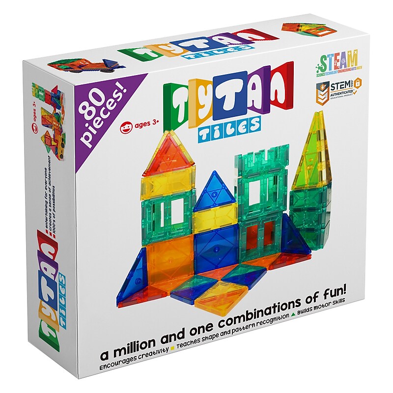 Tytan Toys Magnetic Tiles & Building Blocks, 80 Pieces (ACTYT005) image 1