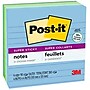 Post-it Recycled Super Sticky Notes, 4" x 4", Bora Bora Collection, Lined, 90 Sheet/Pad, 4 Pads/Pack (675-4SST)~#|#~A2307A40-EBC0-4335-BF90B80F7B144337_sc7