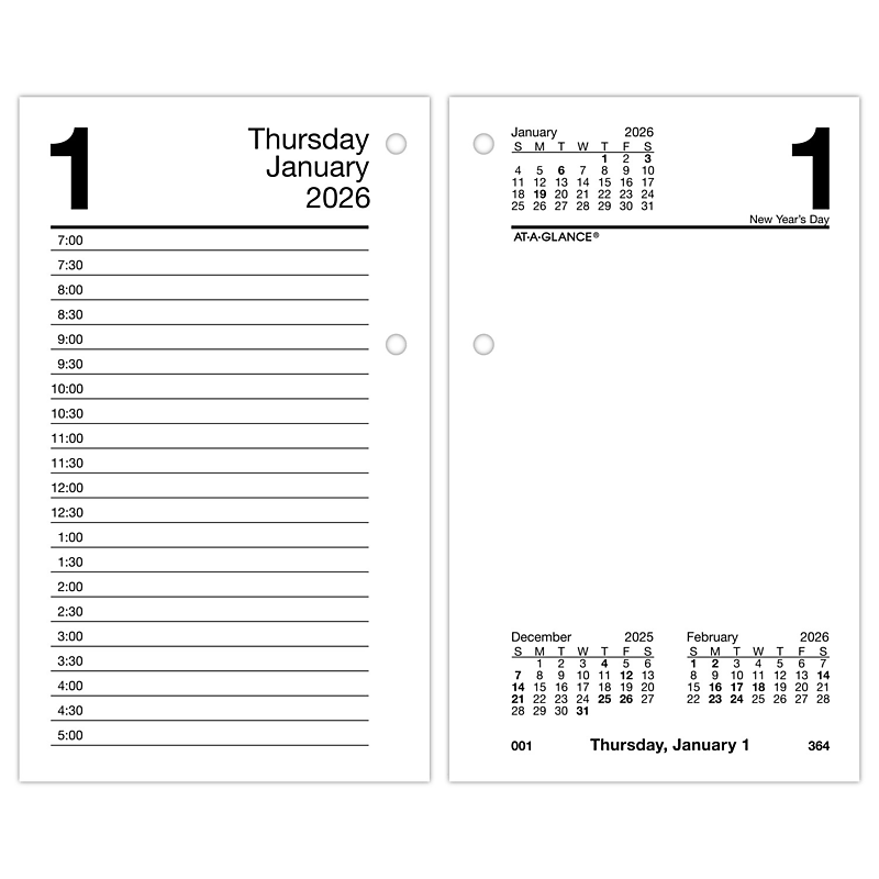 2026 AT-A-GLANCE 6" x 3.5" Daily Calendar Refill Pages, White (E717-50-26) image 1