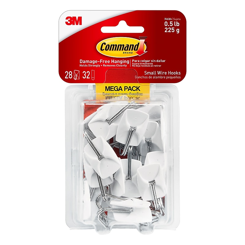 Command Small Wire Toggle Hooks, 0.5 lb., White, 28/Pack (17067-MPESBU) image 1