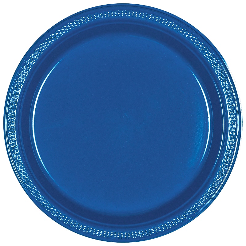 Party City 10.25" Plastic Plates, Royal Blue, 20/Pack (AM43015-105-ST) image 1