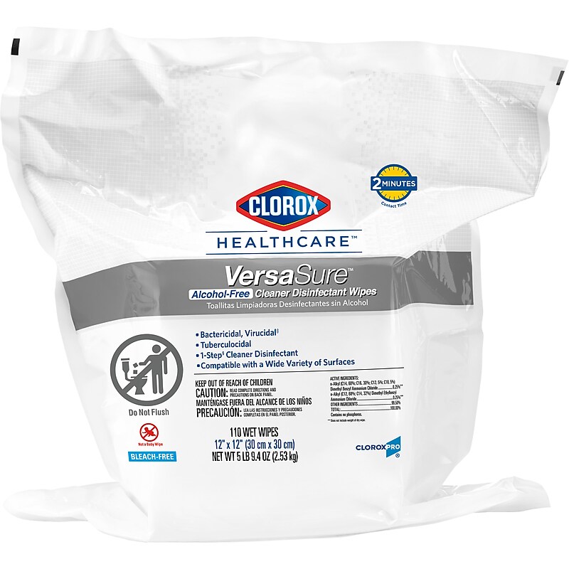Clorox Healthcare VersaSure Cleaner Disinfectant Wipes Refill, 110 Wipes/Container (31761) image 1