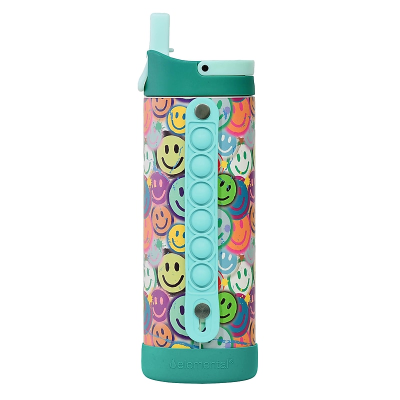 Elemental Iconic Pop Stainless Steel Triple Wall Insulated Water Bottle, 14 oz., Graffiti Smile (EMLEB14SM31P) image 1