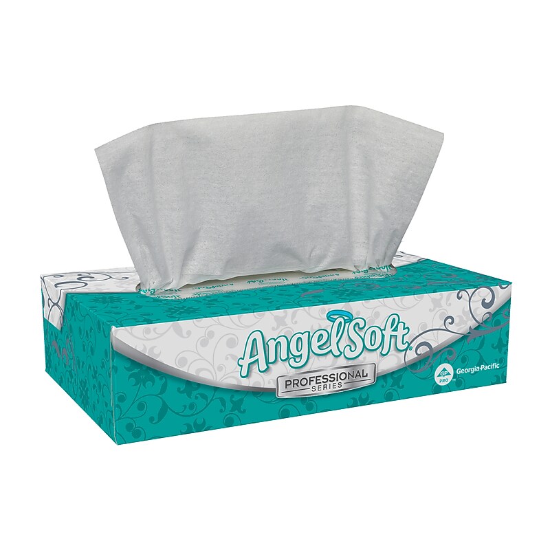 Angel Soft Professional Series Facial Tissue, 2-Ply, White, Flat Box, 100 Sheets/Box, 1 Box/Pack (48580) image 1