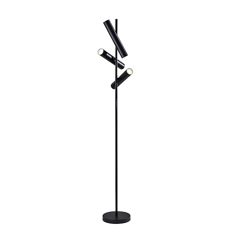 Adesso Greer 71"H Matte Black Floor Lamp with 3 Cylindrical LED Shades (4216-01) image 1