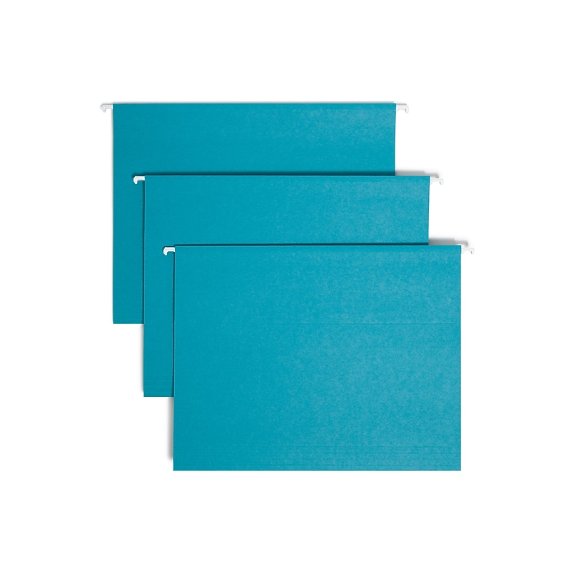 Smead Hanging File Folders, 1/5-Cut Adjustable Tab, Letter Size, Teal, 25/BX (64074) image 1
