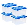 Iris WeatherPro 44 Quart Storage Bin with Latching Lid, Plastic, Clear, 4/Pack (500132)~#|#~A254E90B-A91C-4E8D-9100D86A9F245FCE_sc7