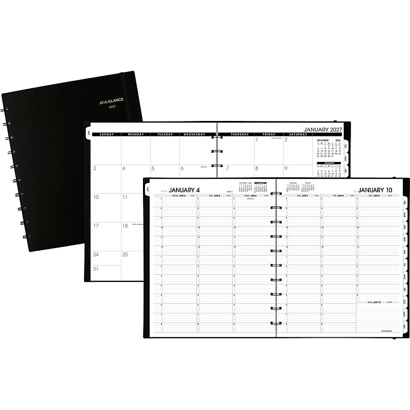 2027 AT-A-GLANCE 8.75" x  11" Calendar Year Weekly & Monthly Appointment Book, Plastic Cover, Black (70-950E-05-27) image 1