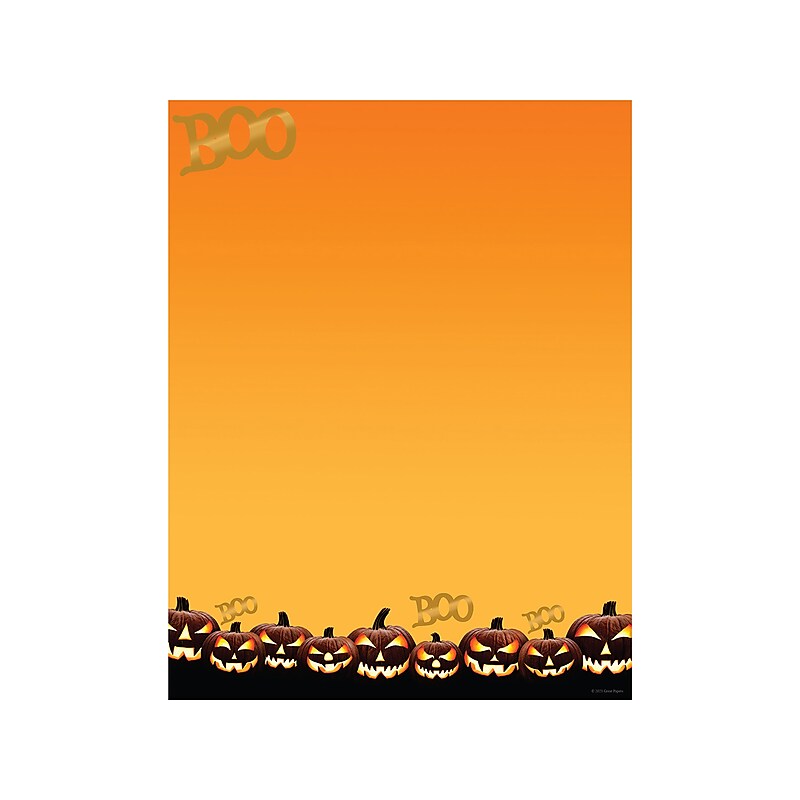 Great Papers Boo Jack-o'-Lanterns Holiday Letterhead, Orange/Black, 25/Pack (2023036) image 1