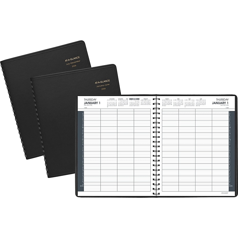 2026 AT-A-GLANCE 8.5" x 11" Calendar Year Daily Appointment Book, Faux Leather Cover, Black, 2/Set (70-212-05-26) image 1