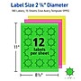 Avery Sure Feed Laser Burst Label, 2 1/4" Dia, Assorted Neon, 180 Labels/Pack (5995)~#|#~A26E7514-9C19-4F9C-969B76966A5D6DB4_sc7