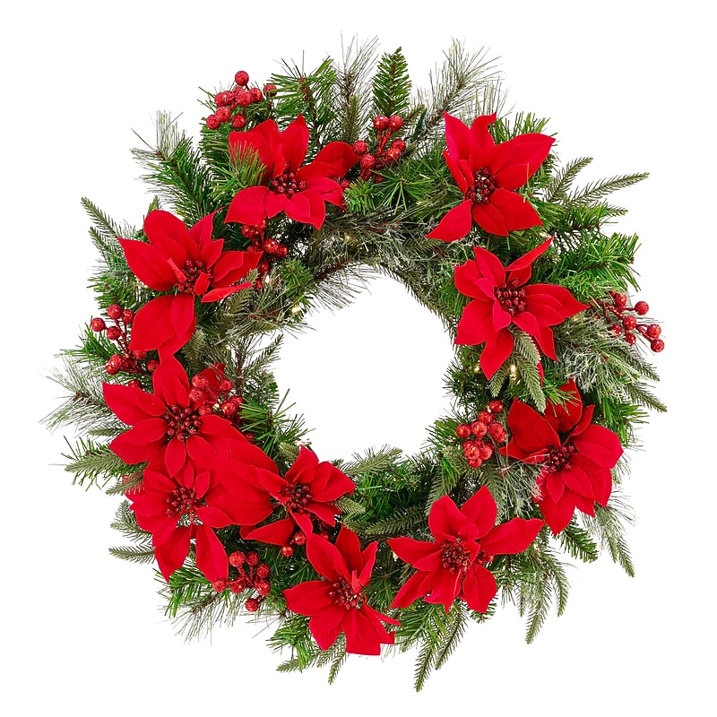 National Tree Company 26" Colonial Wreath with Battery Operated LED Lights (QPECO8-301-26WB) image 1