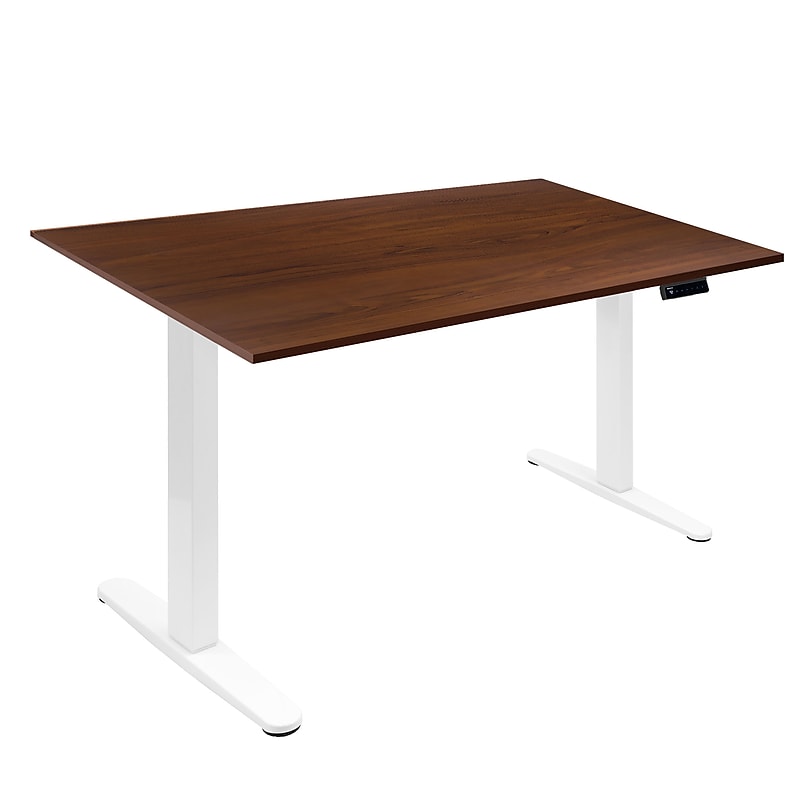 Mount-It! 55"W Electric Adjustable Standing Desk, Brown/White (MI-18062) image 1