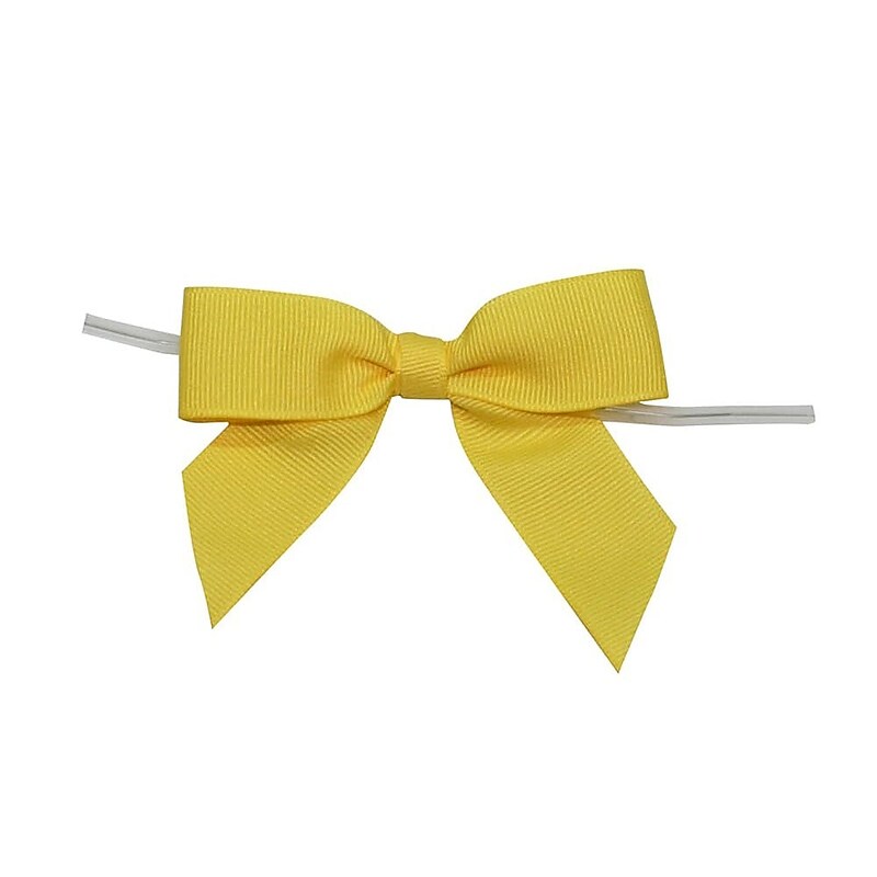 JAM Paper Grosgrain Bows, Lemon, 100/Pack (52640349279) image 1