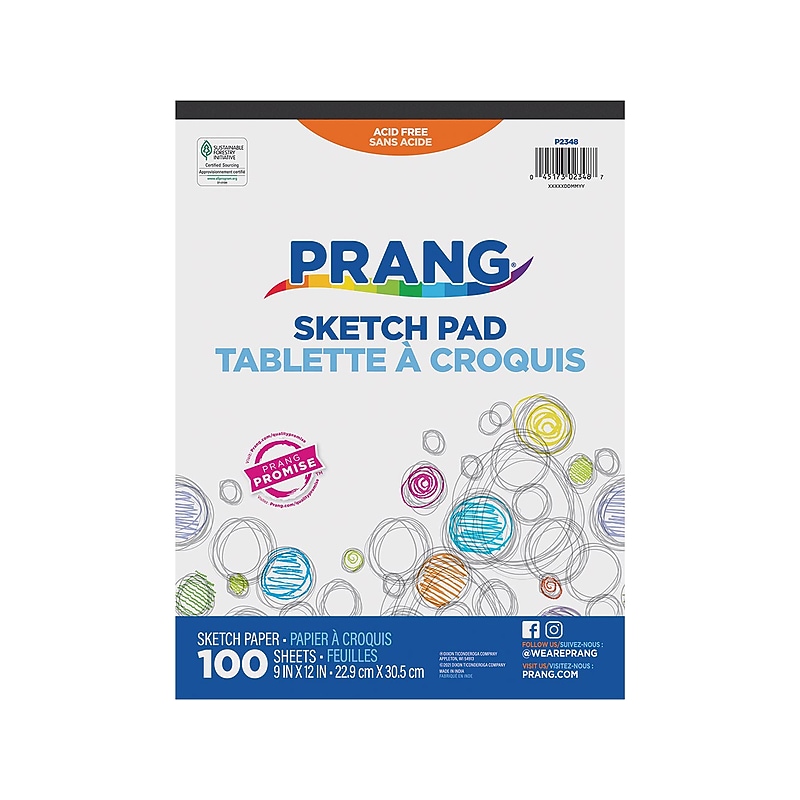 Prang 9" x 12" Tape Bound Sketch Pad, 100 Sheets/Pad (P2348) image 1