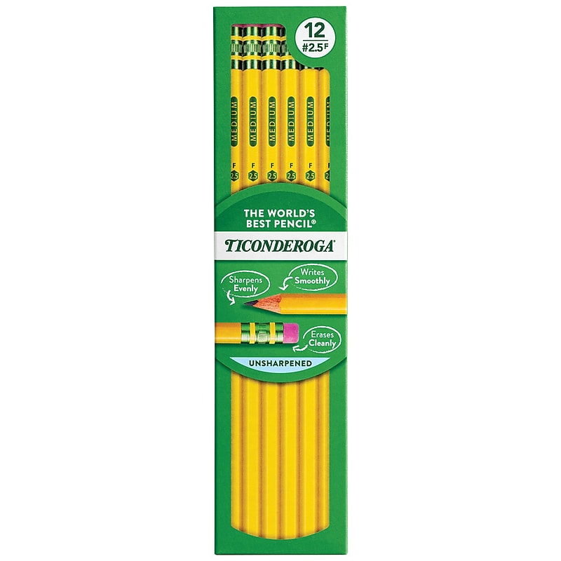 Ticonderoga The World's Best Pencil Wooden Pencil, 2.2mm, #2.5 Medium Lead, Dozen (X13885X) image 1