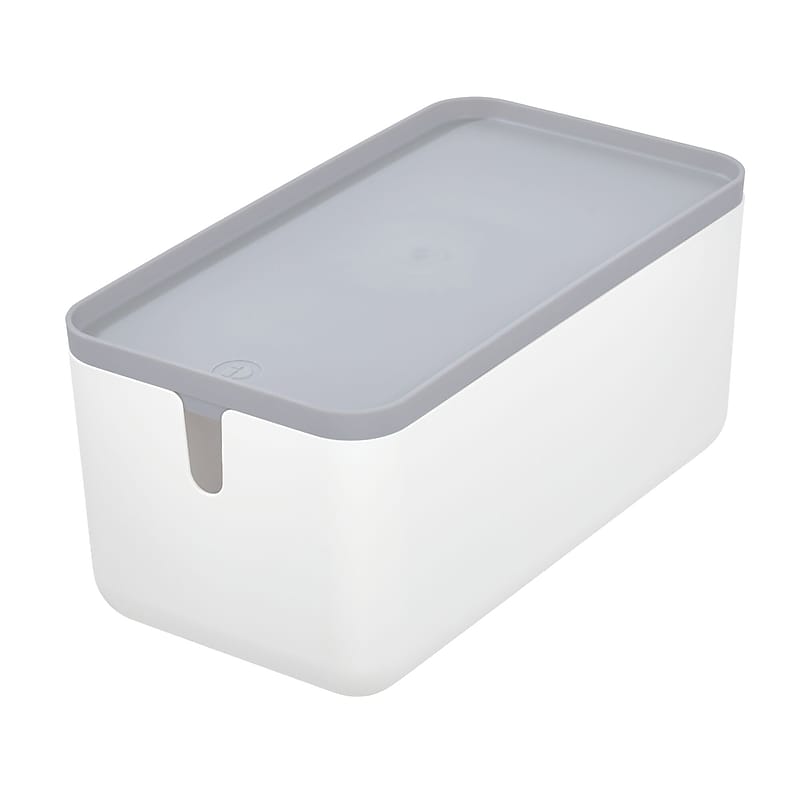 iDESIGN Extra Small Stackable Plastic Storage Bin, White/Gray (29842) image 1