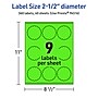 Avery Decorative Edge Multipurpose Labels, 2.5" Dia., Neon Green, 360/Pack (94516)~#|#~A2869C5B-3927-4F18-8CD62D5A7F964407_sc7