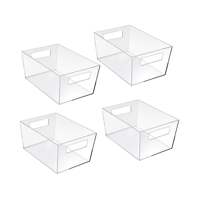 Azar Large Open Lid Storage Tote, Clear, 4/Pack (556237) image 1