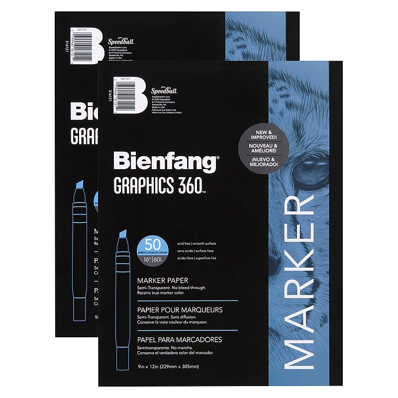 Bienfang Graphics 360 100% Rag Translucent Marker Paper 9 in. x 12 in. pad of 50 [Pack of 2](PK2-316121) image 1