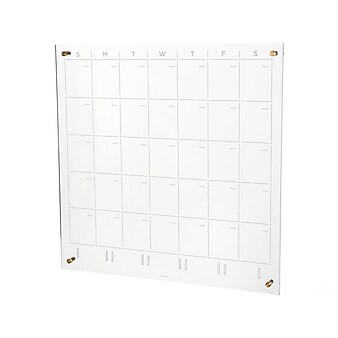 Russell+Hazel 24" x 24.13" Dry-Erase Monthly Wall Calendar Bundle, Clear/White (54447)