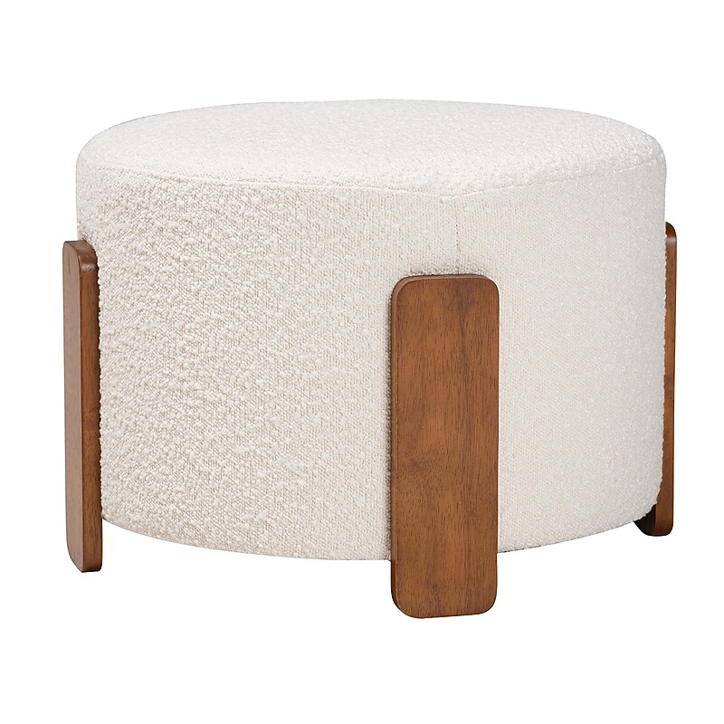 Baxton Studio Finlay Footrest, Cream/Walnut Brown (242-13435-HiT) image 1