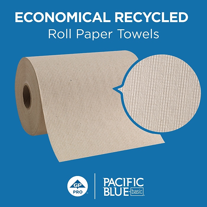 Pacific Blue Basic Recycled Hardwound Paper Towels, 1-Ply, 350 ft