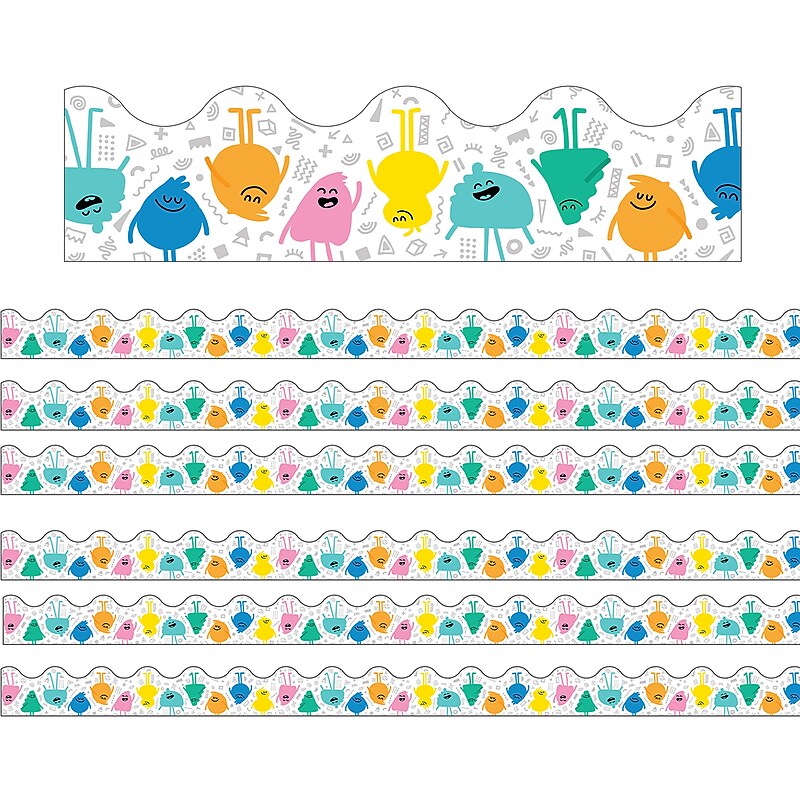 Carson Dellosa Education Scalloped Border, 2-1/4"x 3', Happy Friends, 6/Bundle (CD-108477-6) image 1