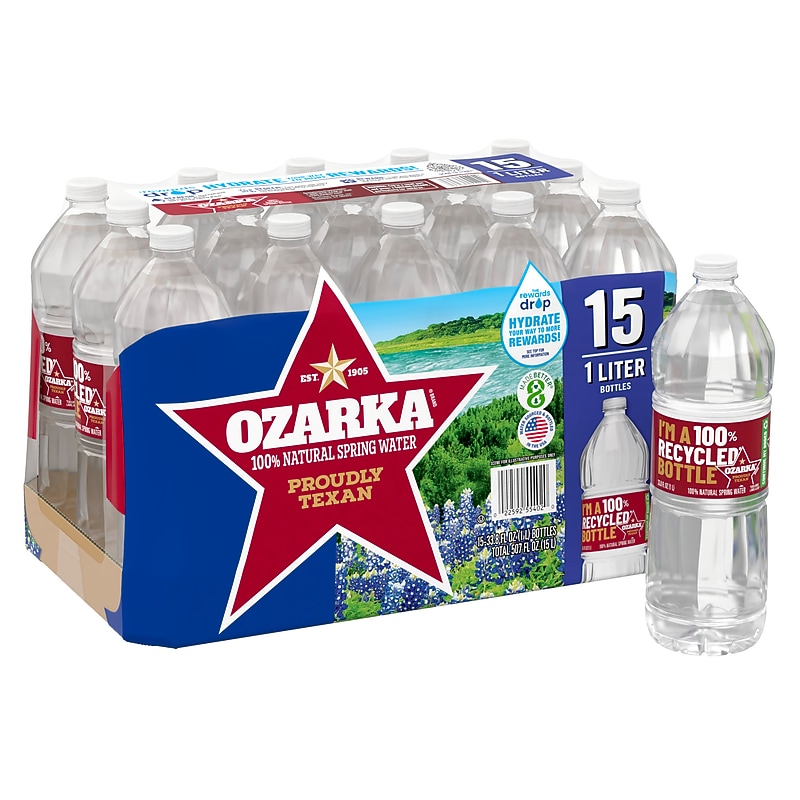 Ozarka 100% Natural Spring Water, 33.8 oz., 15 Bottles/Carton (11475188) image 1