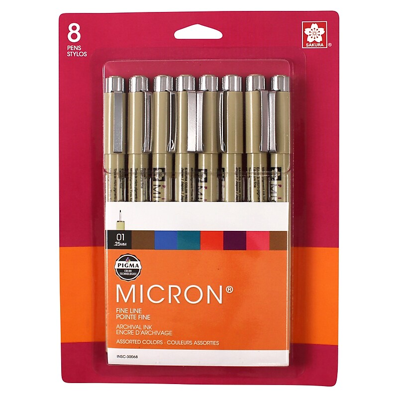 Sakura Pigma Micron Pens, Assorted Colors, 8/Pack (SAK30068) image 1