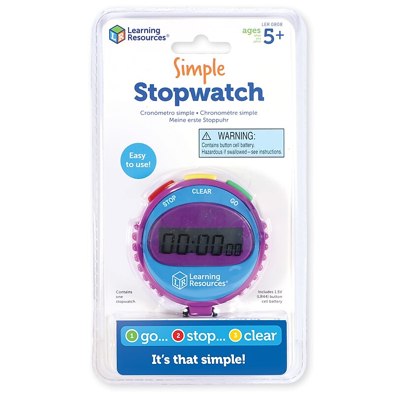 Learning Resources Simple 3 Button Stopwatch, Assorted Colors (LER0808) image 1