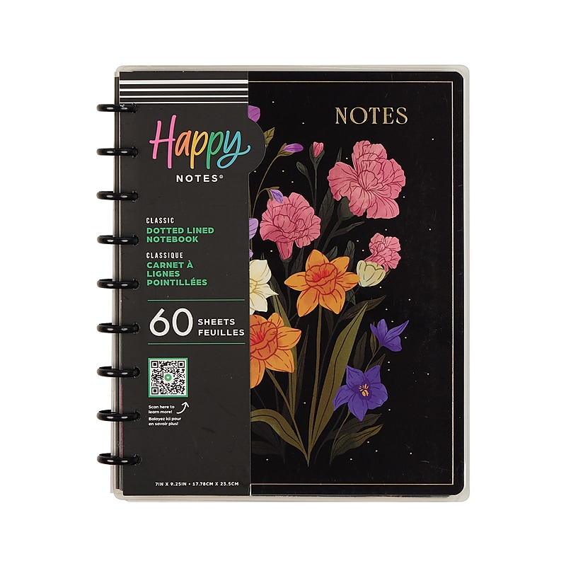 The Happy Planner Dark Gardens Customizable Notebook, 7" x 9.25", Dotted, 60 Sheets, Multicolored (ND0043C001) image 1